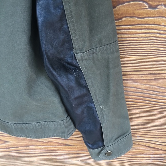 Marc NY Green Military Jacket with Faux Leather M - Picture 5 of 6